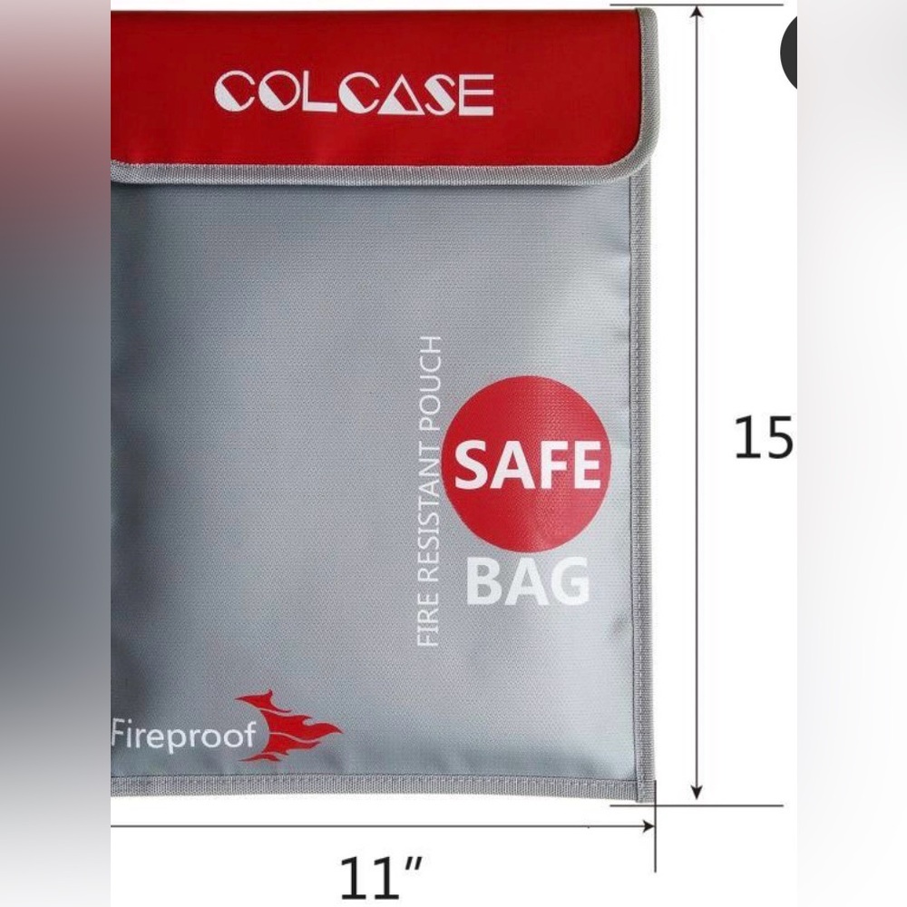 Red and Gray Fireproof Safe Bag for Valuables